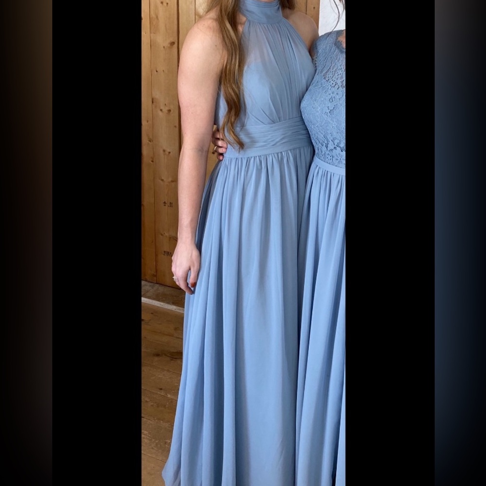 AZAZIE IMAN
A-Line Ruched Chiffon Floor-Length Dress Steel Blue size A6